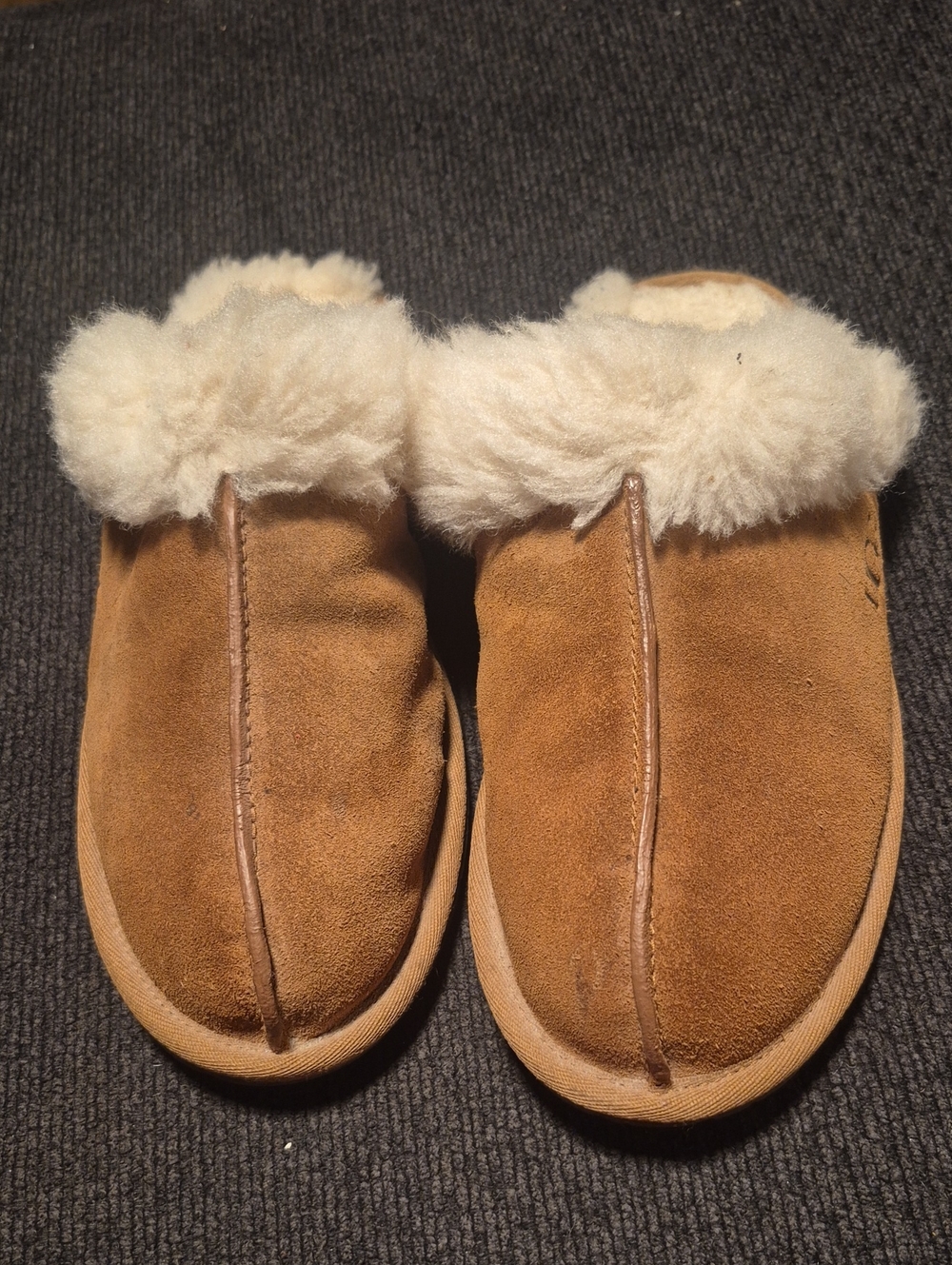 UGG Chestnut Suede Shearling-Lined Slip-On Clogs